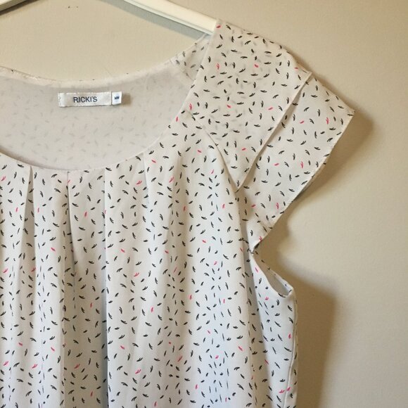 Flutter Cap Sleeve Party Cake Sprinkle Pleated Blouse - Picture 3 of 16